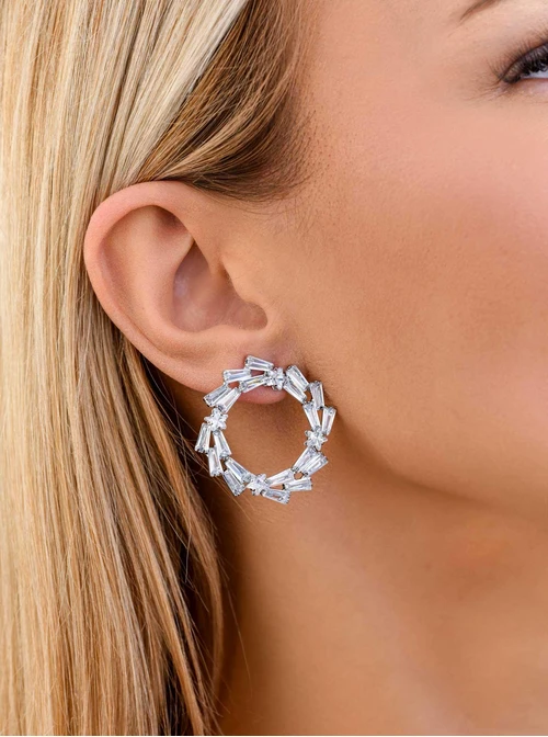 Kolczyki wieczorowe kryształki, srebrny B207308P00