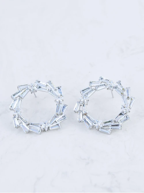 Kolczyki wieczorowe kryształki, srebrny B207308P00