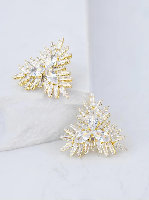 Kolczyki wieczorowe kryształki, złoty B207363P00 