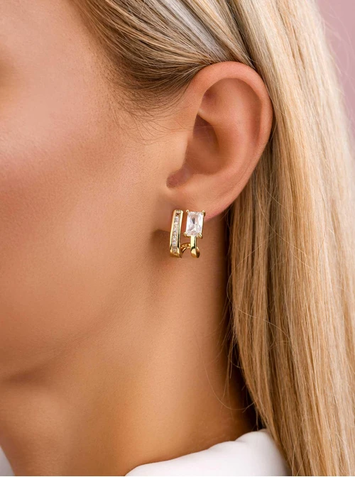 Kolczyki wieczorowe kryształki, złoty B207373P00