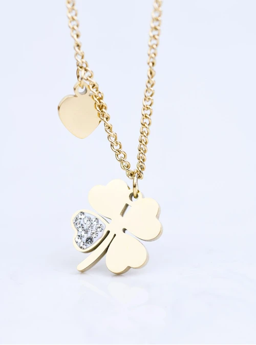 Naszyjnik koniczynka, stal pozłacana S308297Z00