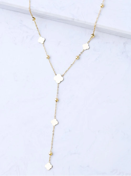 Naszyjnik krawatka koniczynki, stal pozłacana S308440Z00