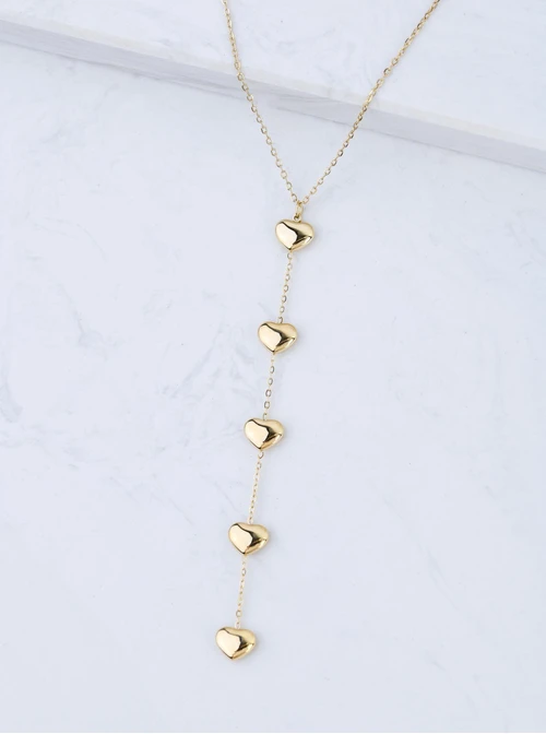 Naszyjnik krawatka, serca, złoty S308056Z00