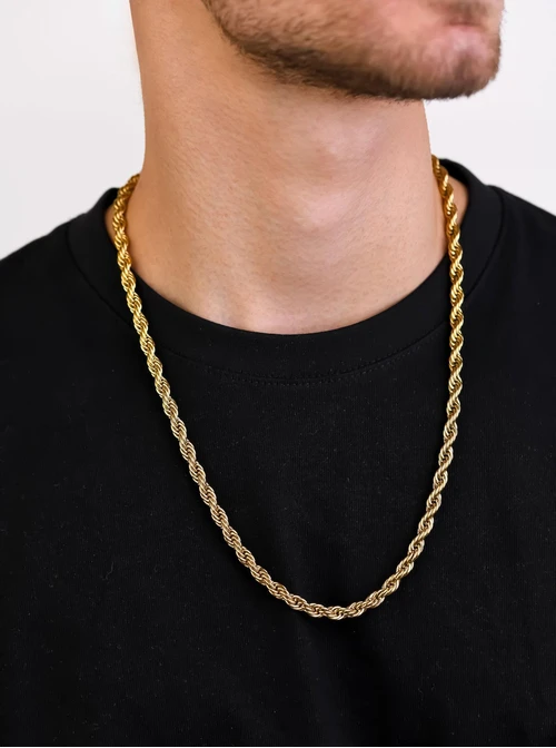 Naszyjnik męski, Corda, stal pozłacana S307967Z00