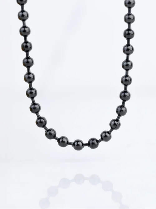 Naszyjnik męski, kulki, czarny S307960S01