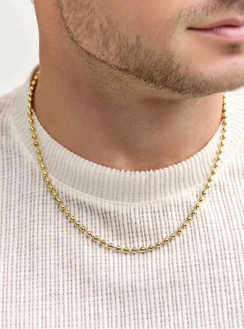Naszyjnik męski, kulki, złoty S307958Z00
