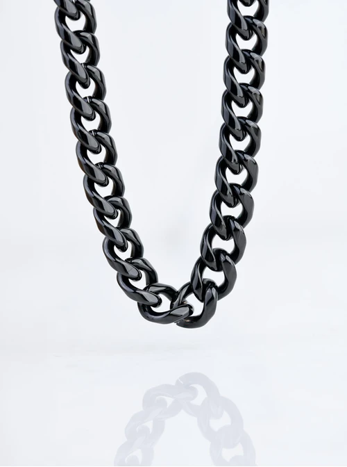 Naszyjnik męski, łańcuch, czarny S307955S01