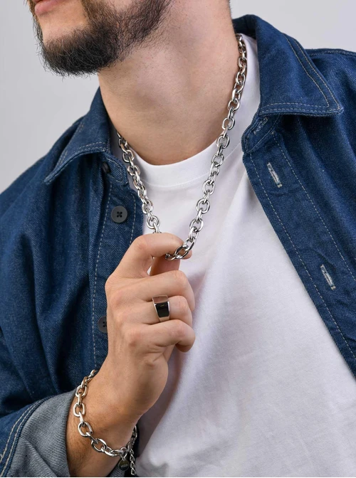 Naszyjnik męski, łańcuch, srebrny S307952S00