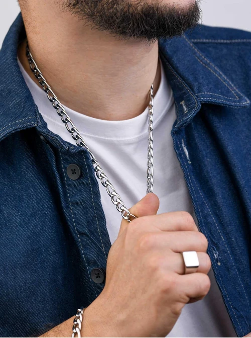 Naszyjnik męski, łańcuch, srebrny S307957S00