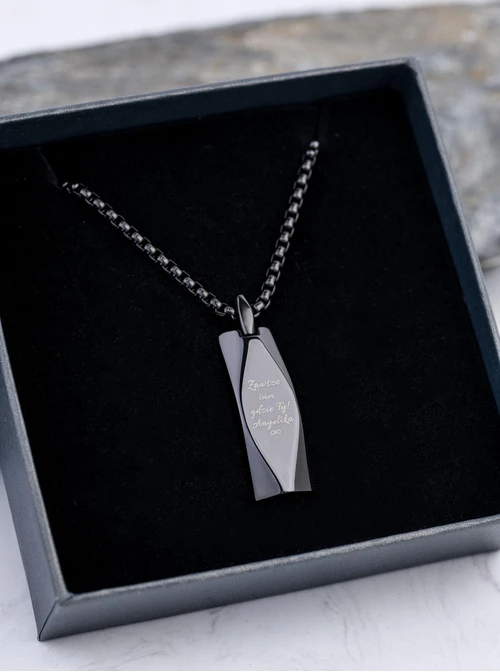 Naszyjnik męski, nieśmiertelnik, czarny S307616S01