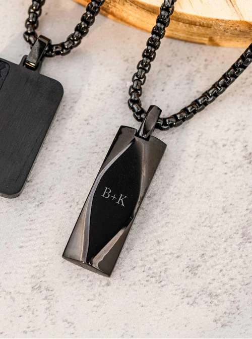 Naszyjnik męski, nieśmiertelnik, czarny S307616S01