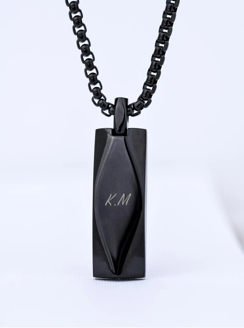 Naszyjnik męski, nieśmiertelnik, czarny S307616S01