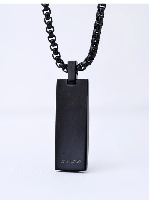 Naszyjnik męski, nieśmiertelnik, czarny S307616S01