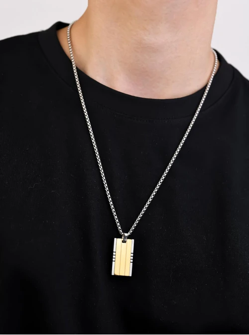 Naszyjnik męski, nieśmiertelnik, srebrny S307617M00