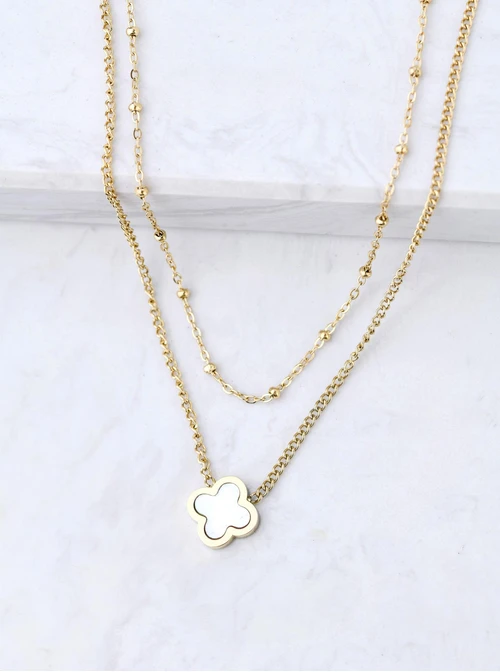 Naszyjnik podwójny, koniczynka, złoty S307937Z00