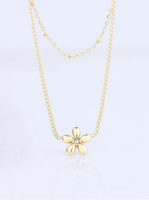 Naszyjnik podwójny kwiatuszek, złoty S307941Z00