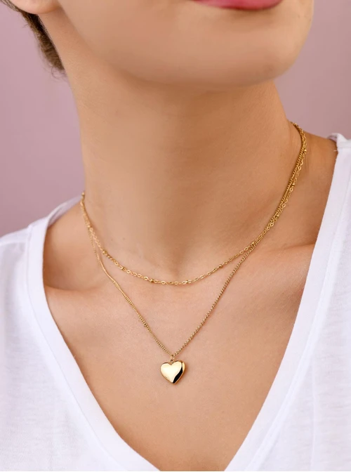 Naszyjnik podwójny, serduszko, złoty S307943Z00