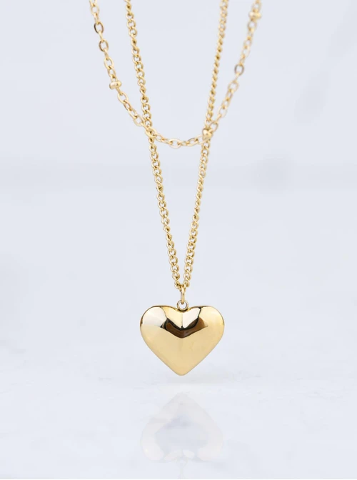 Naszyjnik podwójny, serduszko, złoty S307943Z00