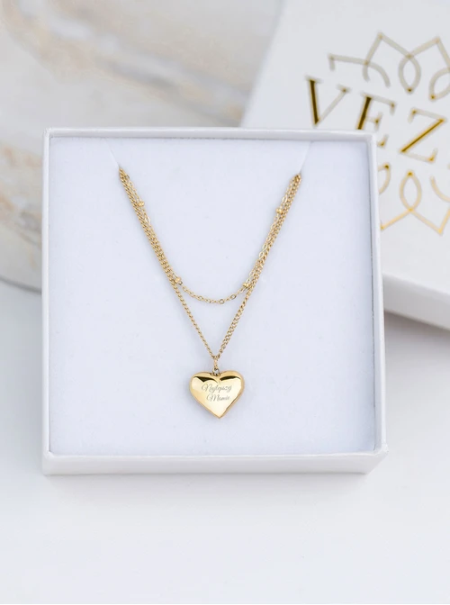 Naszyjnik podwójny, serduszko, złoty S307943Z00