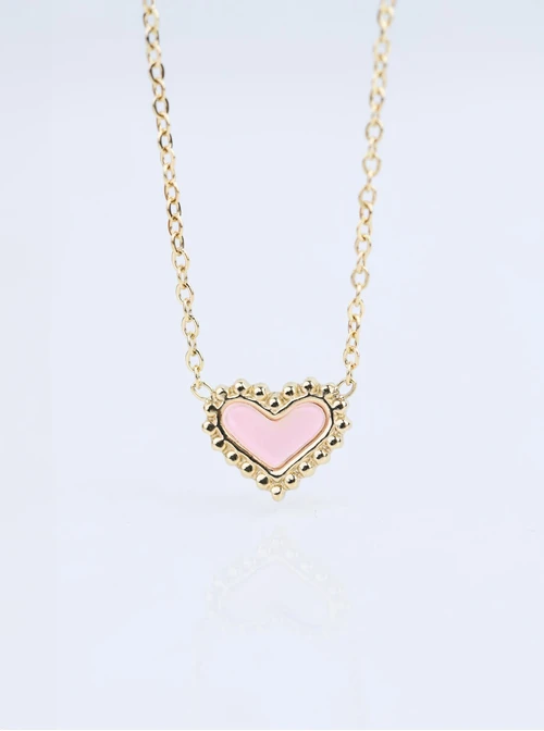 Naszyjnik z różowym serduszkiem, złoty S307730Z06