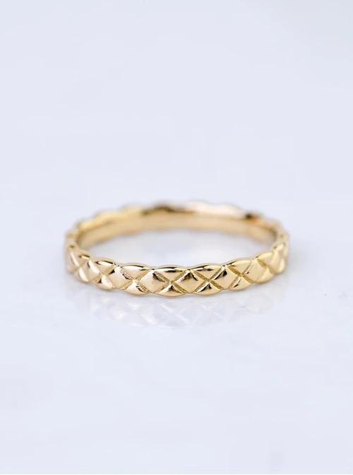 Pierścionek frezowany, stal pozłacana S406527Z00