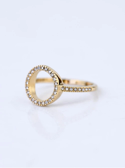 Pierścionek kółko, kryształki, stal pozłacana S405417Z02