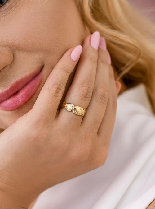 Pierścionek regulowany, fakturowany, złoty S409119Z00-0