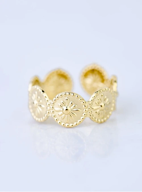 Pierścionek regulowany kółeczka, stal pozłacana S409193Z00-0