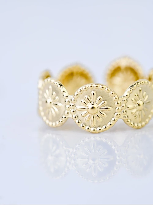 Pierścionek regulowany kółeczka, stal pozłacana S409193Z00-0