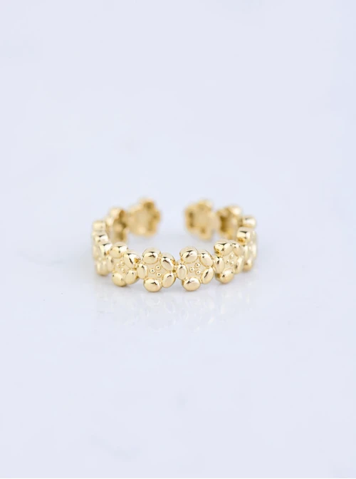 Pierścionek regulowany kwiatuszki, stal pozłacana S409173Z00-0