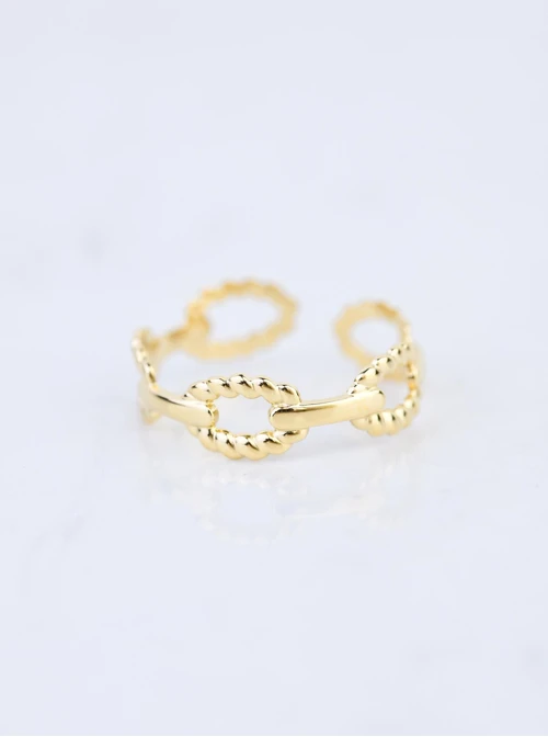 Pierścionek regulowany łańcuch, stal pozłacana S409177Z00-0