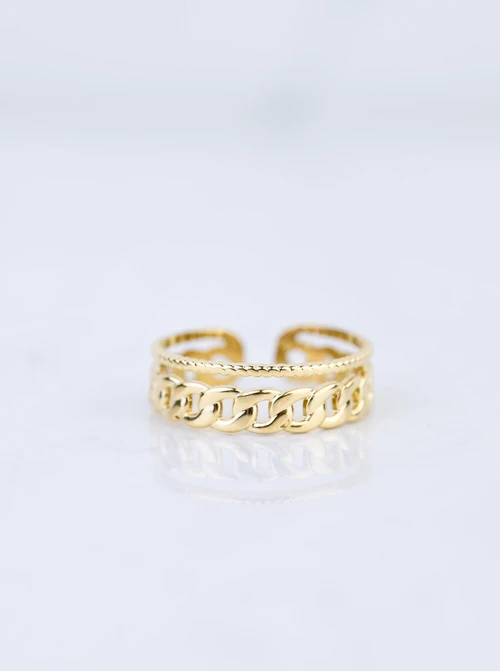 Pierścionek regulowany łańcuszek, stal pozłacana S409188Z00-0