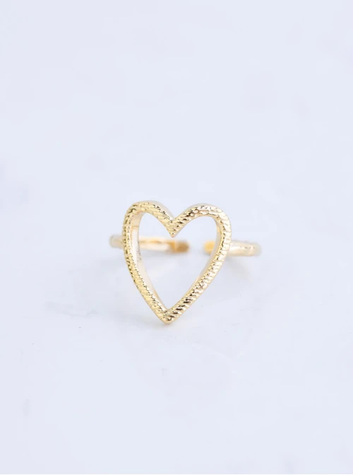 Pierścionek regulowany serce, stal pozłacana S409175Z00-0