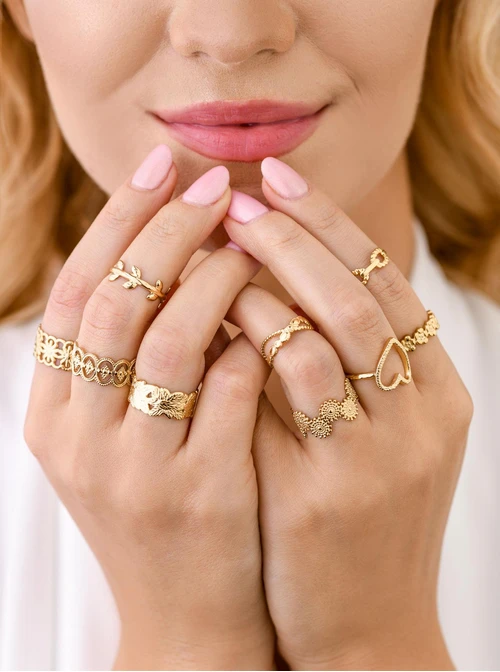 Pierścionek regulowany serce, stal pozłacana S409175Z00-0