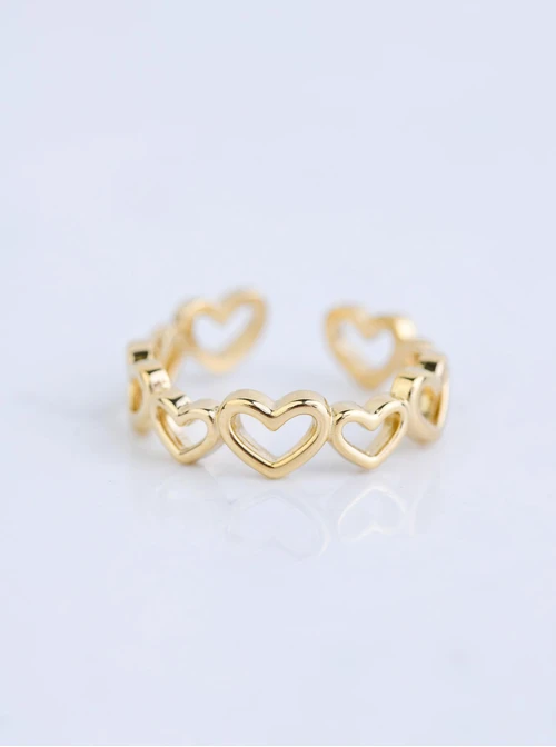 Pierścionek regulowany serduszka, stal pozłacana S409179Z00-0