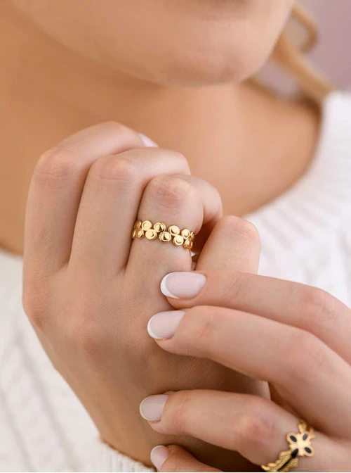 Pierścionek regulowany, stal pozłacana S409117Z00-0