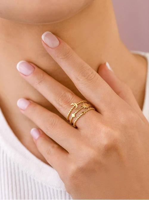 Pierścionek regulowany, stal pozłacana S409143Z00-0