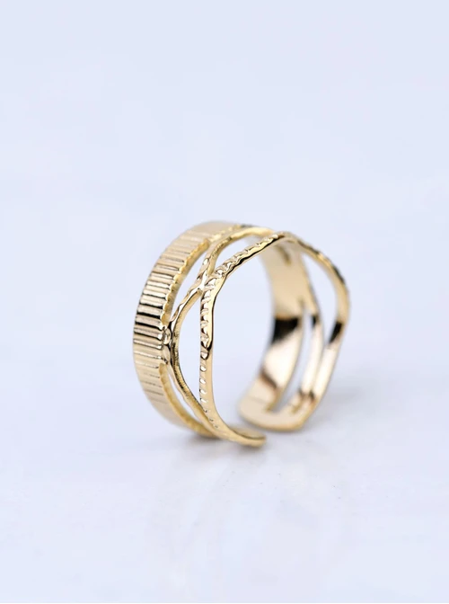 Pierścionek regulowany, stal pozłacana S409152Z00-0