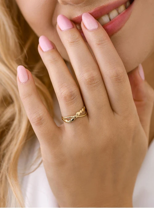 Pierścionek regulowany, stal pozłacana S409161Z00-0