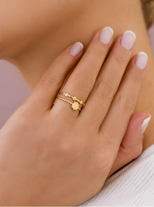 Pierścionek regulowany, stal pozłacana S409166Z00-0