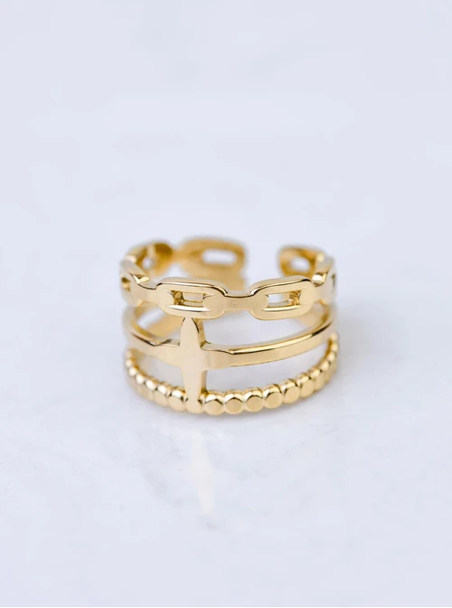 Pierścionek regulowany, stal pozłacana S409167Z00-0