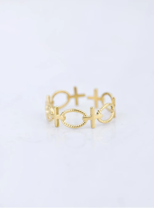 Pierścionek regulowany, stal pozłacana S409191Z00-0