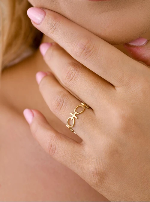 Pierścionek regulowany, stal pozłacana S409191Z00-0