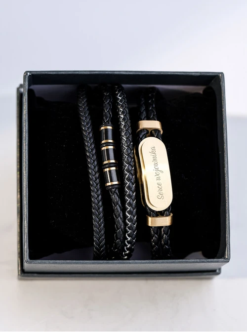 Bransoleta męska, czarny, złoty S107578Z01