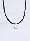 Choker serduszko, Onyks, stal pozłacana S308692Z00