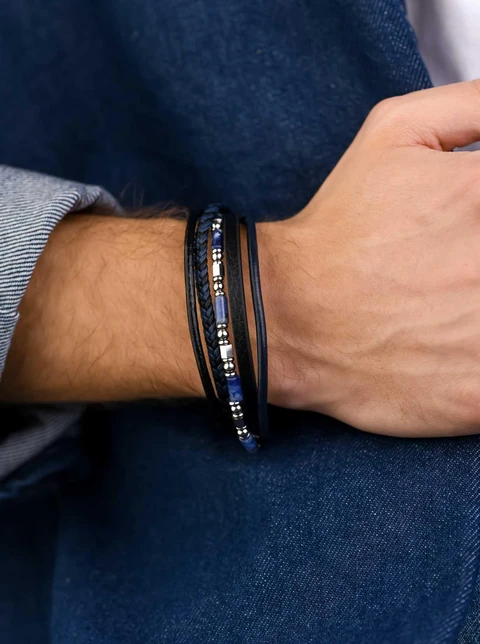 Bransoleta męska, Lapis Lazuli, stal S109282S00