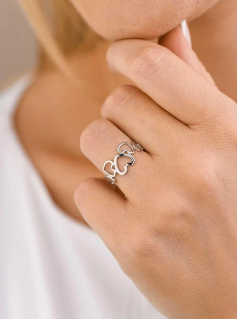 Pierścionek regulowany serduszka, stal S409127S00-0