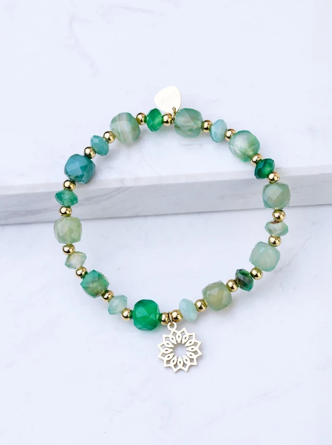 [Zestaw] Bransoletka Kolorowy Agat, stal pozłacana S108574Z00