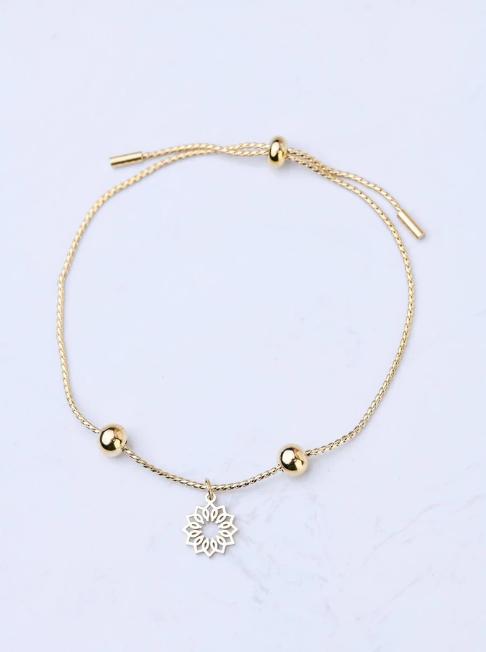 [Zestaw] Bransoletka słoneczko, Agat, stal pozłacana S108558Z00