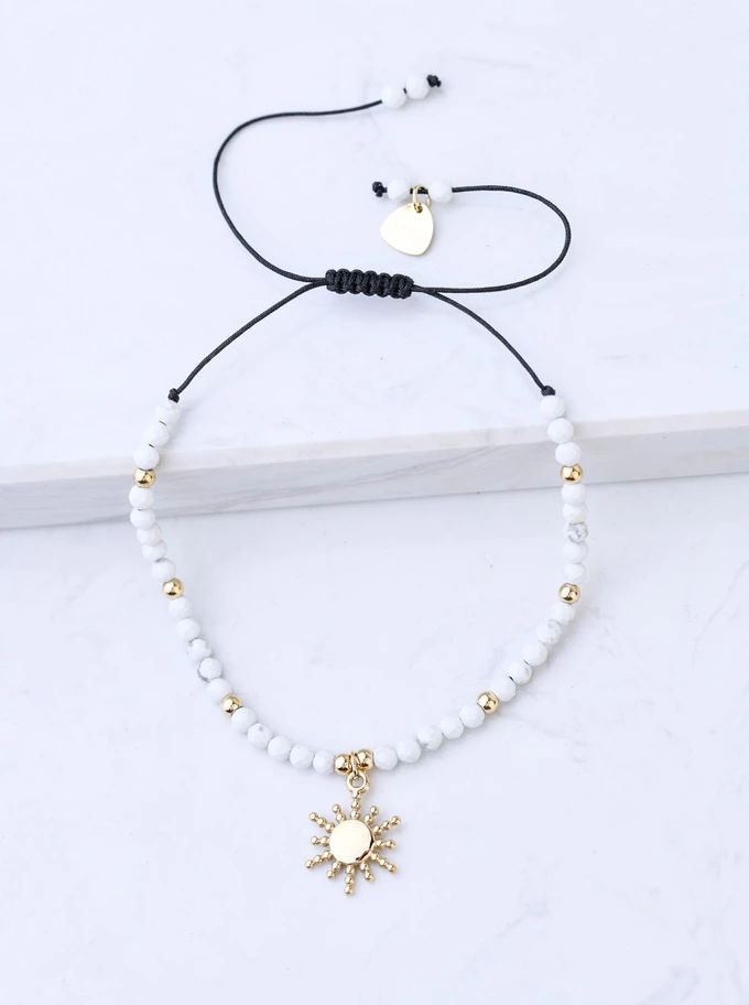 [Zestaw] Bransoletka motylek, Kamień księżycowy, stal pozłacana S108610Z00